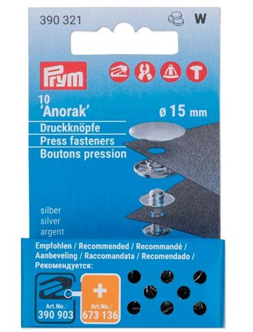 Prym Anorak trykknap Refill Sølv 390 321